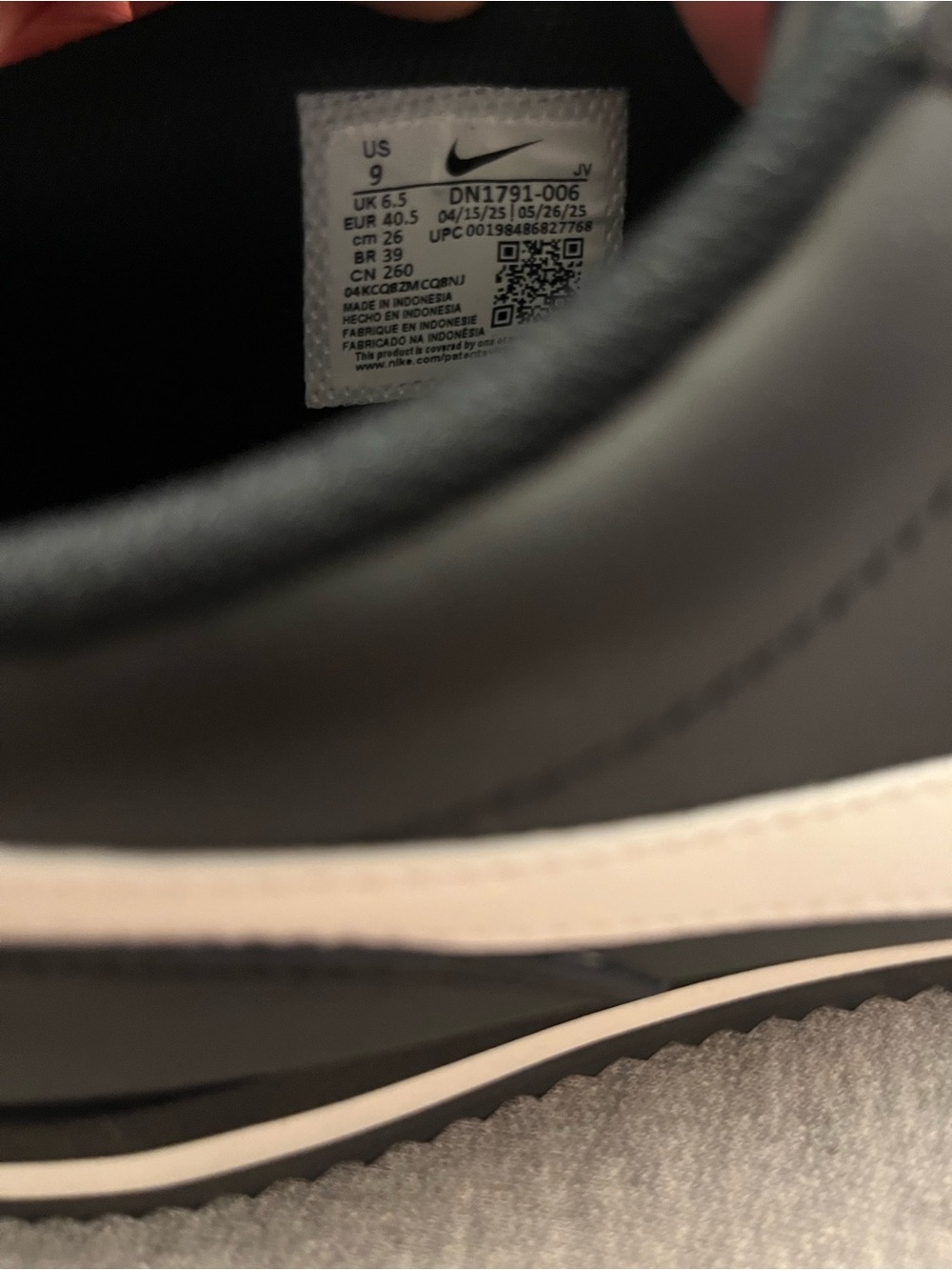Nike Cortez Black Pale Ivory Sneaker Women's Size 8 DN1791-006 - Picture 10 of 11